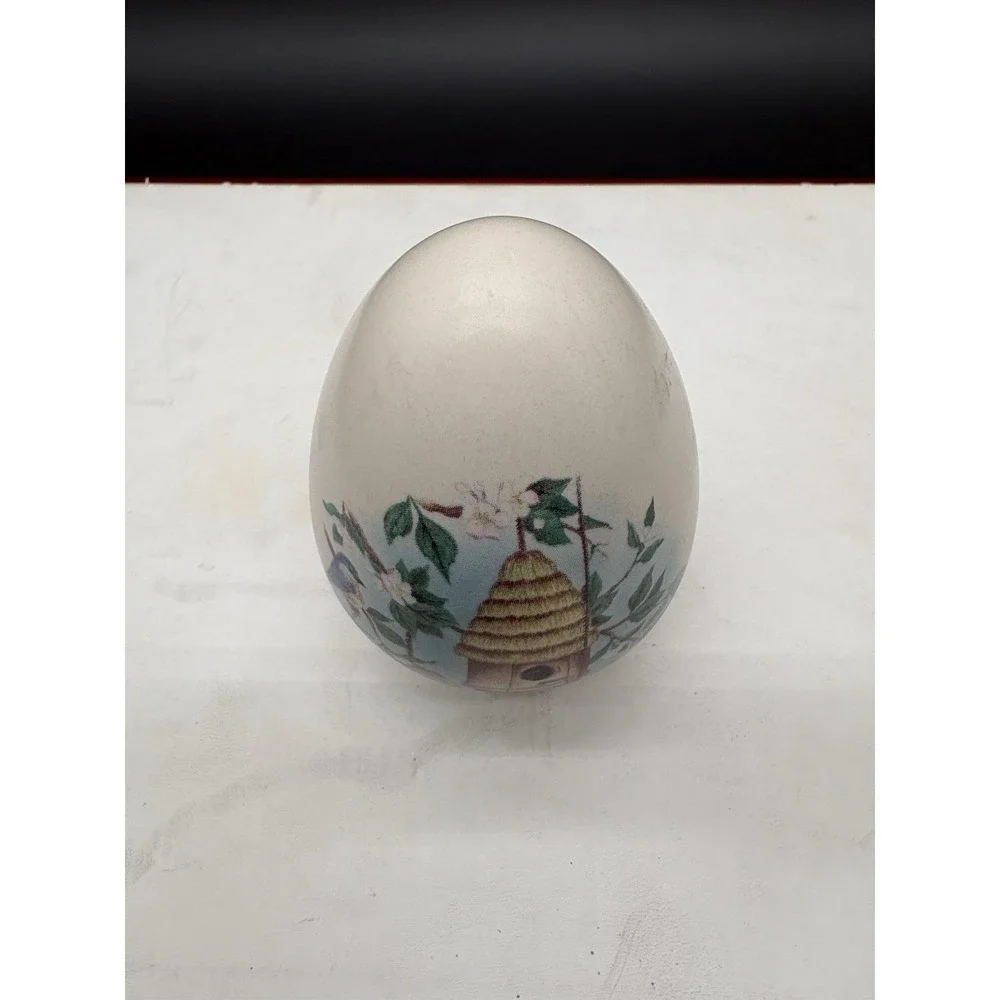 Eggzakly Painted Ceramic Egg Bluebird Beehive‎ Birdhouse Decor 3